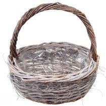 Artículo Cesta de mimbre con asa ovalada blanco natural L32/40cm – juego de 2 piezas