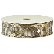 Artículo Cinta navideña con estrellas cinta negro oro blanco 25mm 18m