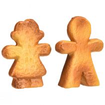 Artículo Decoración navideña de cerámica con forma de mujer y hombre de jengibre, 7 cm, paquete de 6