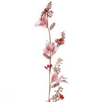 Artículo Guirnalda navideña rama de bayas con conos rojo rosa 130cm