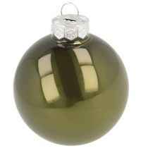 Artículo Bolas navideñas de cristal verde gris plata Ø60mm 24 uds