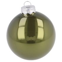 Artículo Bolas navideñas de cristal color gris oliva y plata, Ø7,5cm, 12 unidades