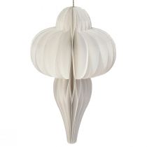 Artículo Bola navideña papel decoración panal cebolla blanca FSC Ø12cm