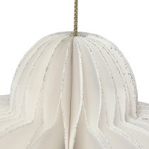 Artículo Bola navideña papel decoración panal cebolla blanca FSC Ø12cm