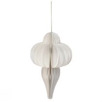 Artículo Bola navideña papel decoración panal cebolla blanca FSC Ø12cm