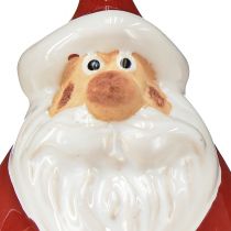 Artículo Figura de Papá Noel de cerámica, roja y blanca, 6,4 cm – Decoración navideña festiva – 6 piezas