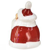 Artículo Figura de Papá Noel de cerámica, roja y blanca, 6,4 cm – Decoración navideña festiva – 6 piezas