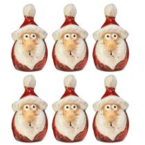 Artículo Figura de Papá Noel de cerámica, roja, 7 cm – Decoración navideña festiva – 6 piezas