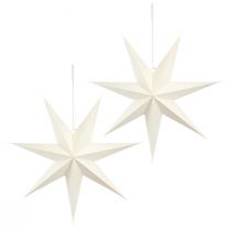 Artículo Estrella de papel blanco, 60 cm, juego de 2, decoración navideña, estrella luminosa