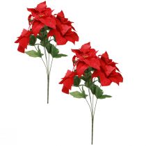 Artículo Poinsettia Estrella De Navidad Roja Artificial L55cm 2uds
