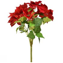 Artículo Estrella de Navidad artificial Poinsettia rojo verde L57cm
