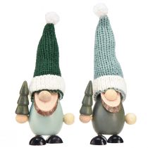 Artículo Enanos navideños decoración gnomos madera verde menta Al.14cm 6 piezas