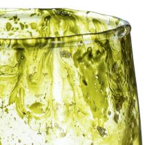 Artículo Linterna de cristal decorativa vintage amarillo verde Ø9cm H9,5cm