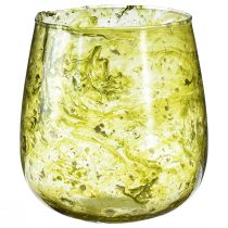 Artículo Decoración de cristal con luz de viento vintage amarillo verde Ø12cm H12,5cm