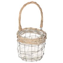 Artículo Farol colgante, cristal, metal, mimbre, Ø14,5 cm, 2 unidades