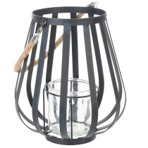 Artículo Farol metálico con cristal, color antracita, Ø23cm, H27cm