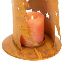 Artículo Farol para árbol de Navidad, decoración metálica con acabado rústico, Navidad, 46 cm de alto x 25,5 cm de ancho.