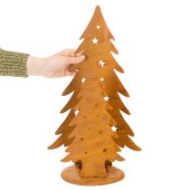 Artículo Farol para árbol de Navidad, decoración metálica con acabado rústico, Navidad, 46 cm de alto x 25,5 cm de ancho.