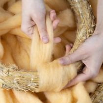 Artículo Cordón de lana, cinta de lana, color naranja crema, 10 m de lana para coronas y arreglos florales.