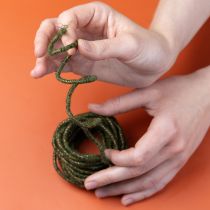 Artículo Cordón de lana verde con hilo dorado, 5m x 5mm con alambre, para decoración y manualidades