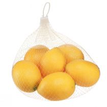 Artículo Limones artificiales decorativos de plástico amarillo para decoración del hogar y escaparates, Ø5,5 cm, alto 8 cm, paquete de 6
