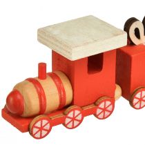 Artículo Tren de madera con cajas de regalo, rojo y blanco, juego de 2, 18x3x4,5 cm - Decoración navideña