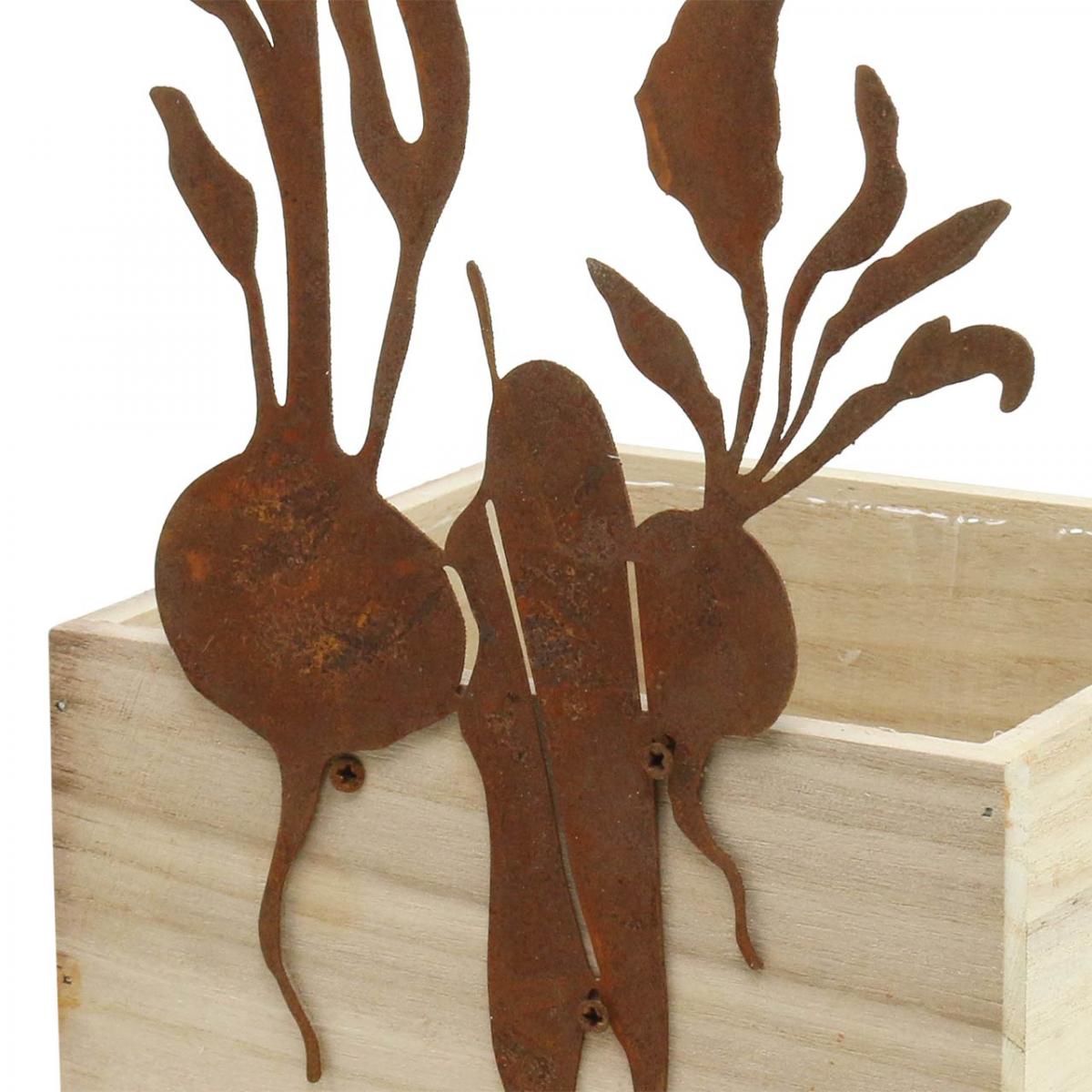 Macetero de madera con decoración de óxido macetero vegetal 17×17×12cm