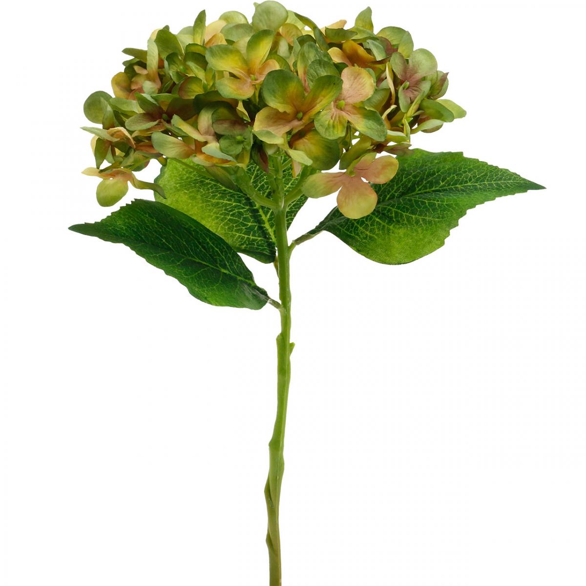  Hortensia artificial Verde, Flor artificial amarilla Al. 35  cm - comprar barato en línea