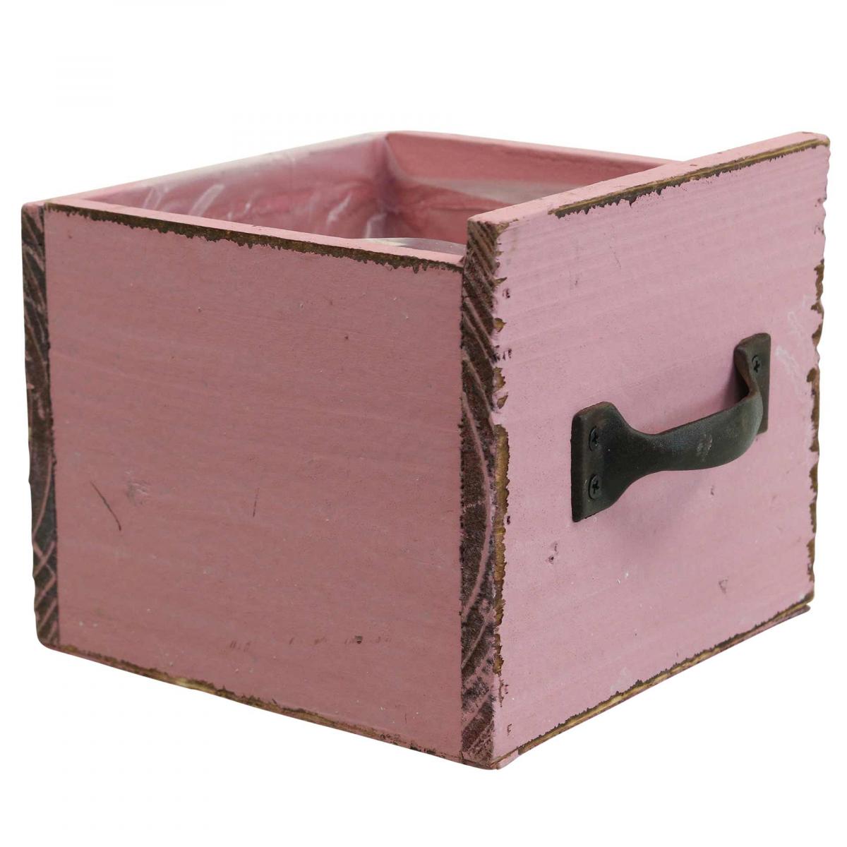 Cajón para plantas caja decorativa de madera para plantas  rosa 12,5 cm-08590