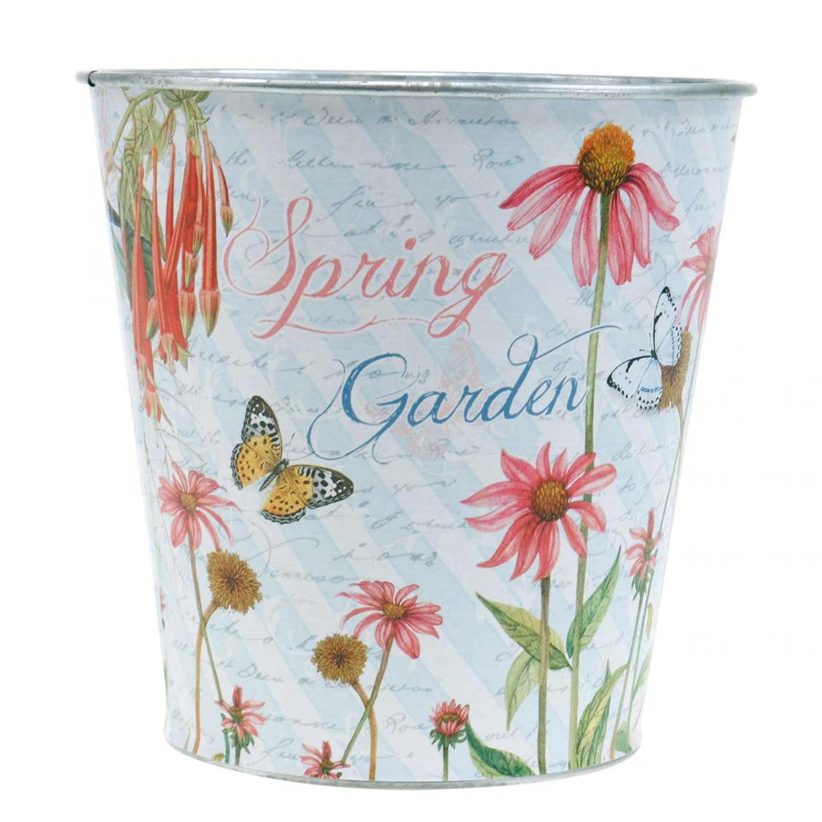 Jardinera flores de metal maceta decoración de primavera Ø15cm H15.5cm