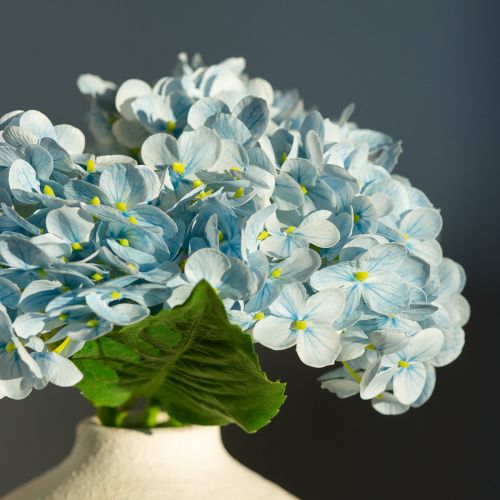Artículo Flores de hortensia artificiales, diseño realista, para decoración de salón, 34 cm, 3 piezas