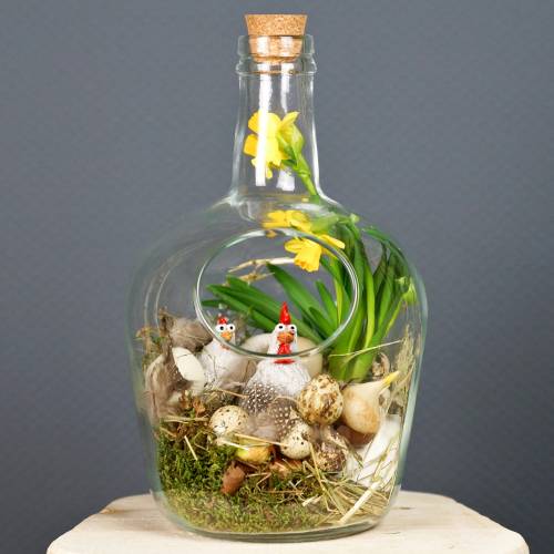 Floristik24 Vaso decorativo botella de vidrio con corcho Ø19cm H30cm