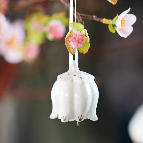 Floristik24 Campanas decorativas en forma de flor blanco, dorado 4ud