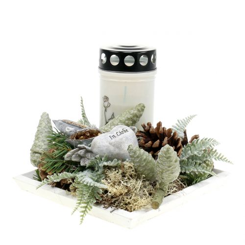 Floristik24 Bandeja de madera blanca 20cmx20cm