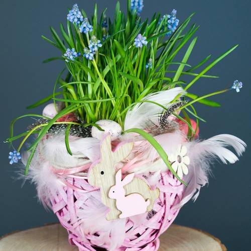 Floristik24 Cesta para astillas redonda blanca Ø15cm