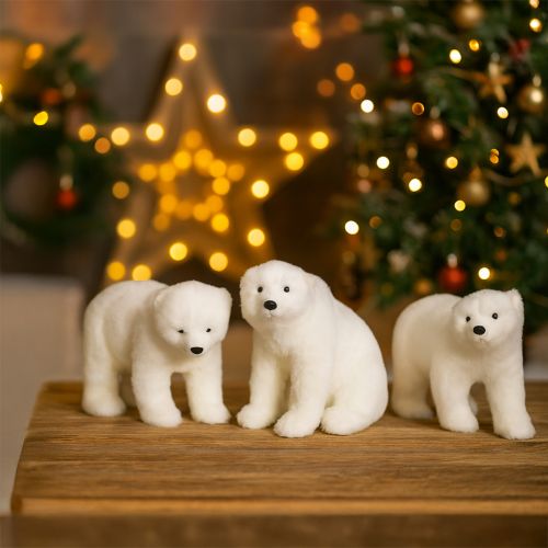 Artículo Figuras decorativas oso polar de pie y sentado blanco 16/20cm 3uds