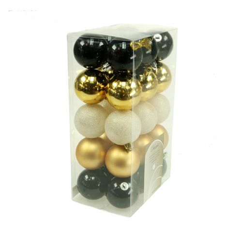 Floristik24 Adorno Navideño Mix Negro, Oro Ø6cm 30pcs
