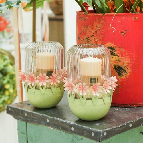 Floristik24 Cuenco para plantas, decoración de primavera, cuenco de metal con decoración floral, cesta de Pascua