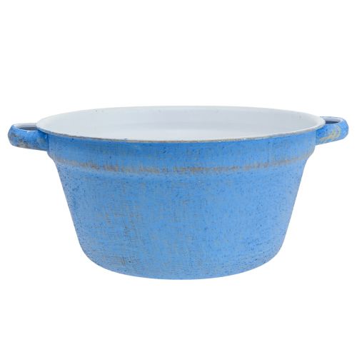 Floristik24 Macetero cuenco decorativo azul metal deco shabby Ø21cm H10.5cm