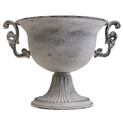 Floristik24 Cuenco decorativo taza decorativa blanca lavada metal Ø20cm H17.5cm
