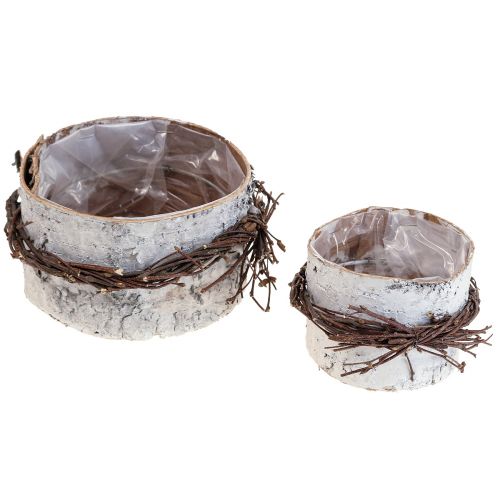 Macetero madera abedul macetero abedul blanco Ø11/16cm juego de 2