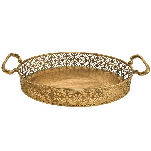 Artículo Bandeja decorativa ovalada bandeja de metal dorado aspecto envejecido oro juego de 3