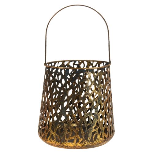 Floristik24 Deco farol decoración de mesa portavelas dorado antiguo 14,5cm