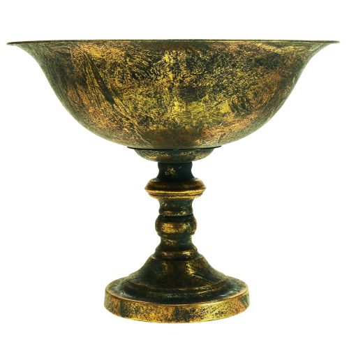Floristik24 Cuenco decorativo cuenco antiguo con pie copa dorada Ø36cm H29.5cm
