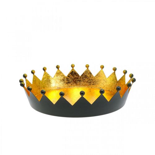 Decoración de mesa corona navideña oro negro Ø16.5cm H6cm