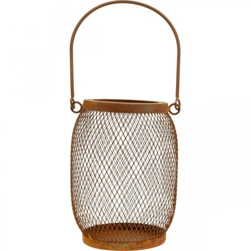 Floristik24 Linterna decorativa con asa metal aspecto óxido Ø12,5cm H17cm