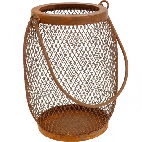 Floristik24 Linterna decorativa con asa metal aspecto óxido Ø12,5cm H17cm