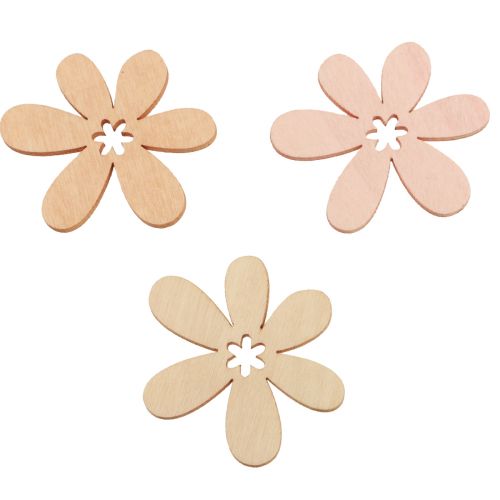 Flores de madera flores decorativas dispersas madera naranja/rosa/blanco 72 piezas