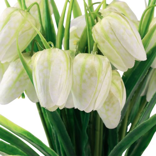 Artículo Fritillaria - Flor artificial de tablero de cuadros blancos, 38 cm, 6 unidades
