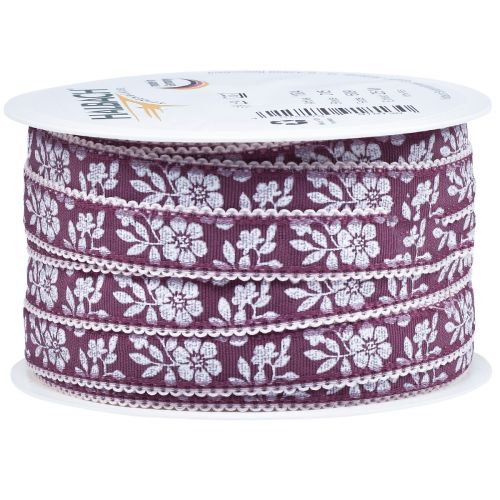 Artículo Cinta de regalo cinta decorativa flores Malva 15mm 25m